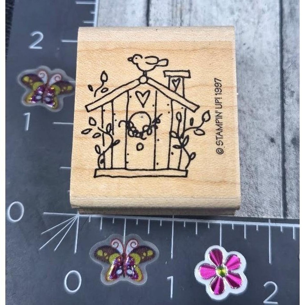 Stampin' Up! Birdhouse Bird Leafy Plant Ivy 1997 Rubber Stamp Wood #M91